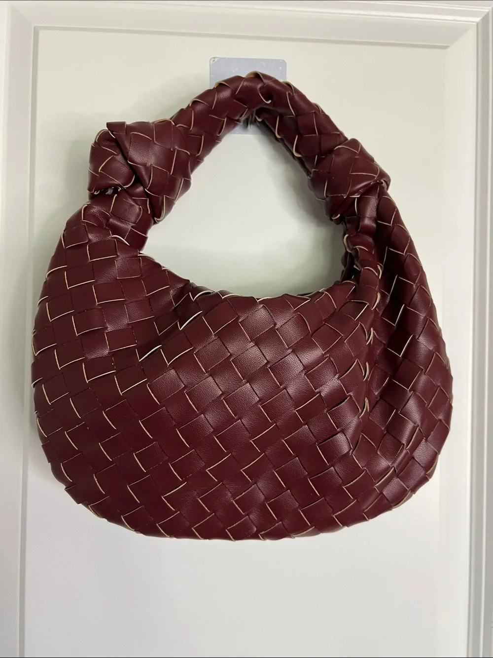 Braided Hobo Bag in Deep Wine